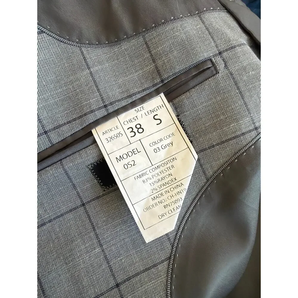 New Angelo Rossi gray windowpane blazer 38 S